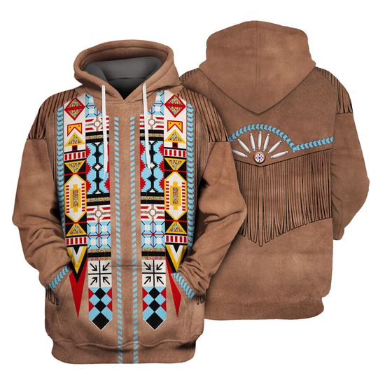 Discover Brown Native 3D Hoodie, Native American Style 3D Hoodie