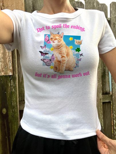 Discover Y2K Cat Baby Tee, Kitty cat, Coquette, Its going to be okay Baby Tee