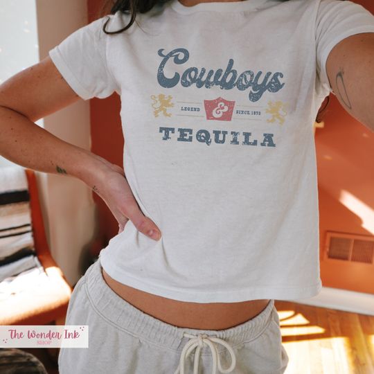 Discover Cowboys and Tequila Baby Tee - Western Cowgirl Theme
