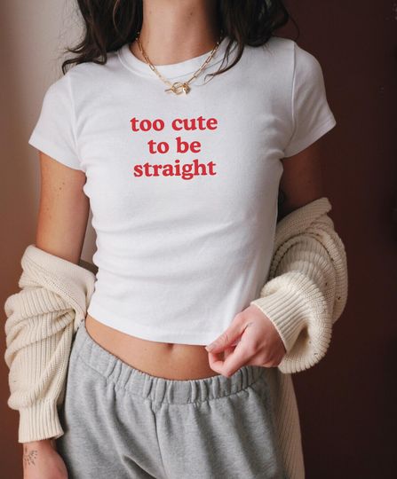 Discover Too Cute To Be Straight Baby Tee - Bi & Lesbian Pride