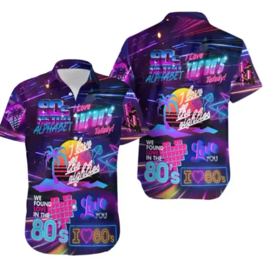 Discover I Love The 80S Neon Music Hawaiian Shirt