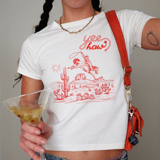 Discover Cowgirl Coquette Baby Tee - 90s Style Y2K Graphic