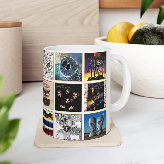 Discover Classic Rock Albums Ceramic Mug , Rock Albums Coffee Cup, Album Cover Mug