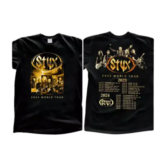 Discover Styxs Band 2023-2024 Tour Concert T-Shirt Funny Black Tee