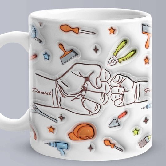 Discover Personalized Names Mug Custom 1-6 Kids Fist Bump 3D Inflated Effect Mug