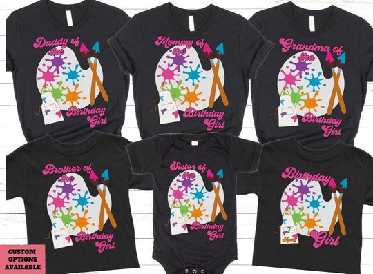 Discover Girls Art Party Shirt, Paint Splatter Shirt, Birthday Shirt, Custom Painting Party, Birthday Girl