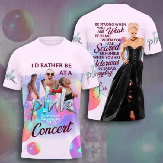Discover P!Nk Summer Carnival 2023 3D T-Shirt, P!Nk Shirt, All Over Print 3D Shirt Gift
