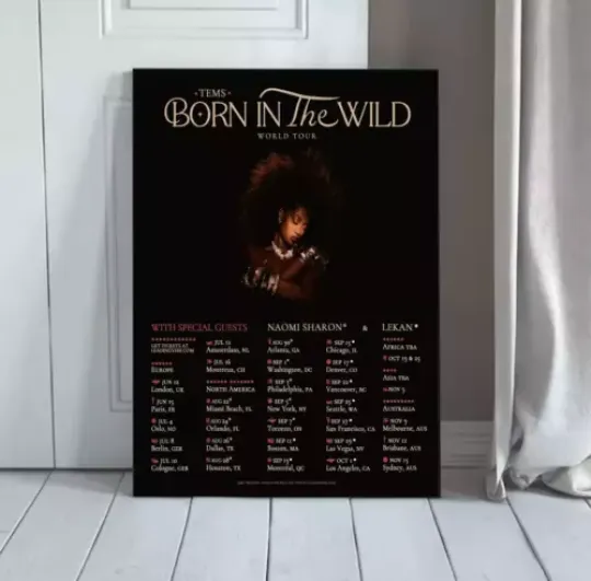 Discover Tems - Born in the Wild 2024 Tour Poster