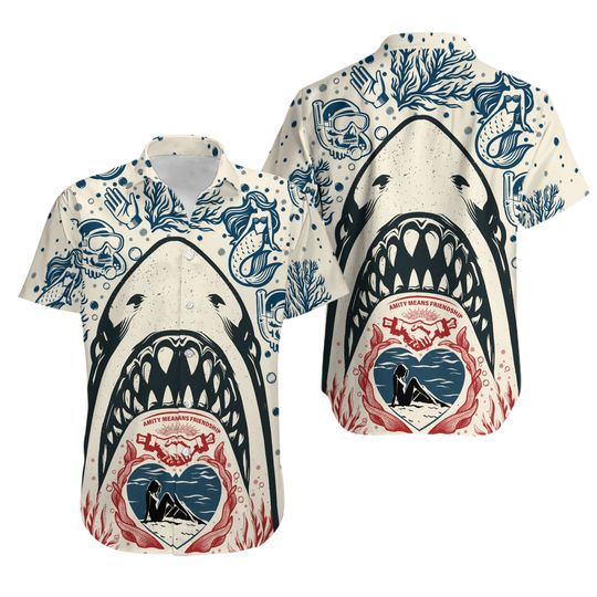 Discover Shark Jaws Amity Means Friendship Hawaiian Shirt