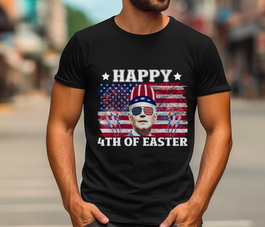 Discover Unisex Heavy Cotton Tee, Funny Joe Biden 4th Of July Happy 4th Of Easter US Flag Men T-Shirt
