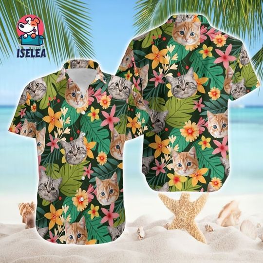 Discover Personalized Dog Cat Hawaiian Shirt, Short Sleeve Hawaiian Aloha Shirt
