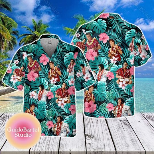 Discover Elvis Presley Button Shirt - Hawaiian Style