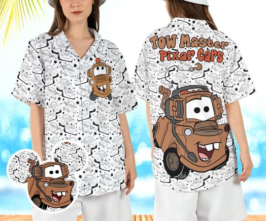 Discover Tow Mater Car Hawaiian Shirt, Cartoon Tow Truck Hawaii Shirt