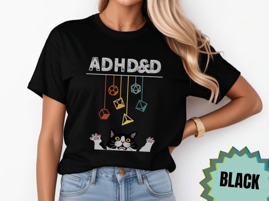 Discover ADHD&D Funny Cat Shirt, Gift for Cat Lover