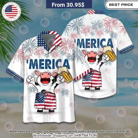 Discover USA Independence Day Cow 3D HAWAII SHIRT Halloween Gift