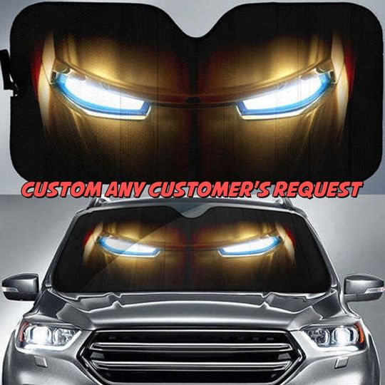 Discover Personalize Superhero Car Sunshade, Iron Hero Symbols Car Sun Visor