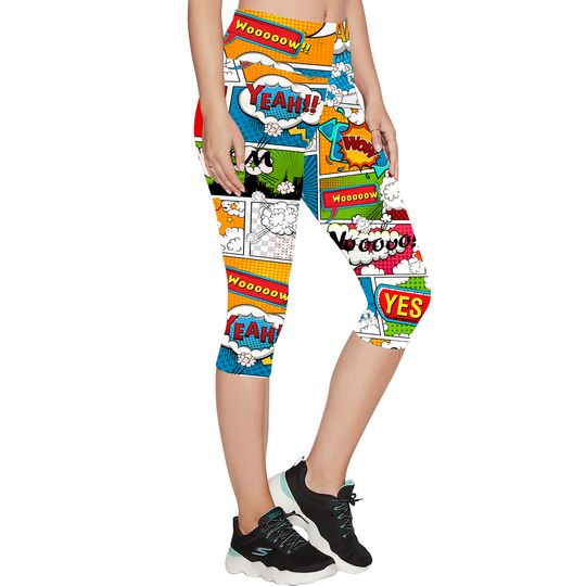 Discover Comic Capri Leggings, Super Hero Yoga Leggings