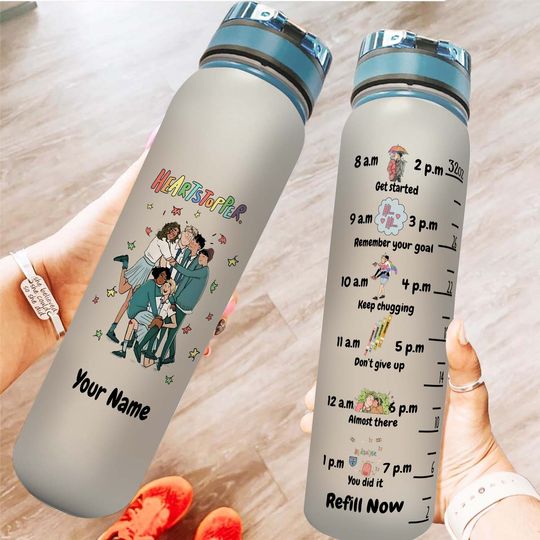Discover Heartstopper Personalized Water Tracker Bottle, LGBT Custom Name Water Track Bottles