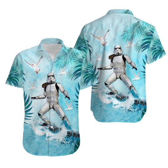 Discover Starwars Stormtrooper Surfing 3D Hawaiian Shirt
