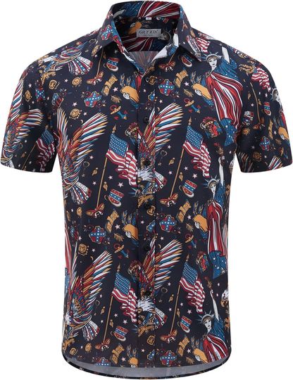 Discover Mens American Flag Shirt - Patriotic Shirts for Men Short Sleeve