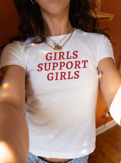 Discover Girls Support Girls Women Baby Tee | Cute Trendy Baby Tee
