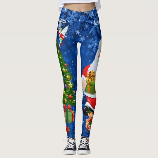 Discover Christmas Magic Santa Claus Tree Elves Fairy Cute Leggings
