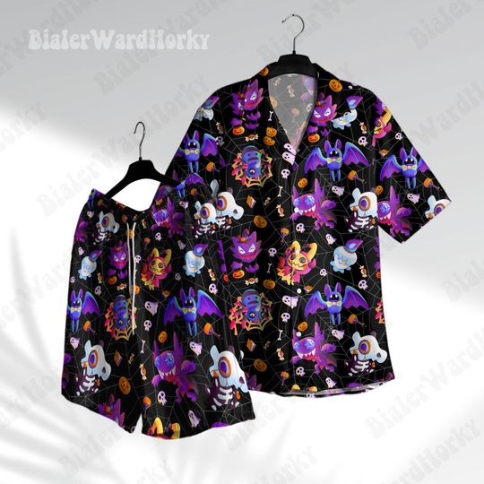 Discover Spooky Characters Hawaiian Shirt - Ghost Type Shirt for Halloween Enthusiasts