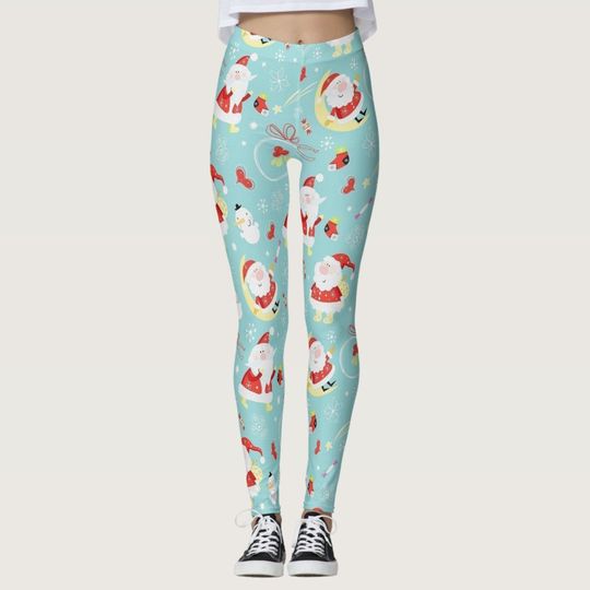 Discover Happy Santa And Frosty Leggings