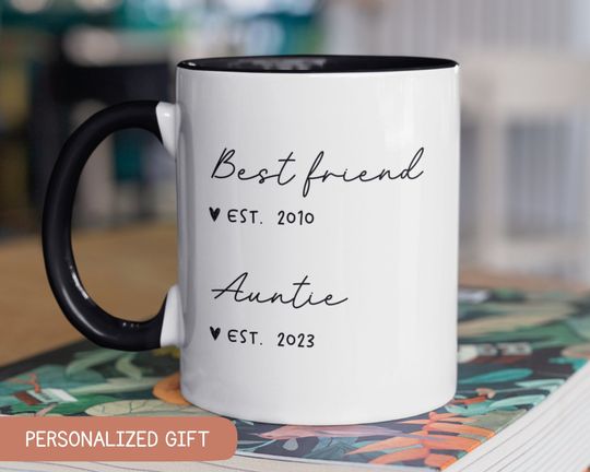 Discover Best Friend to Auntie Pregnancy Announcement, Promoted to Aunt Mugs