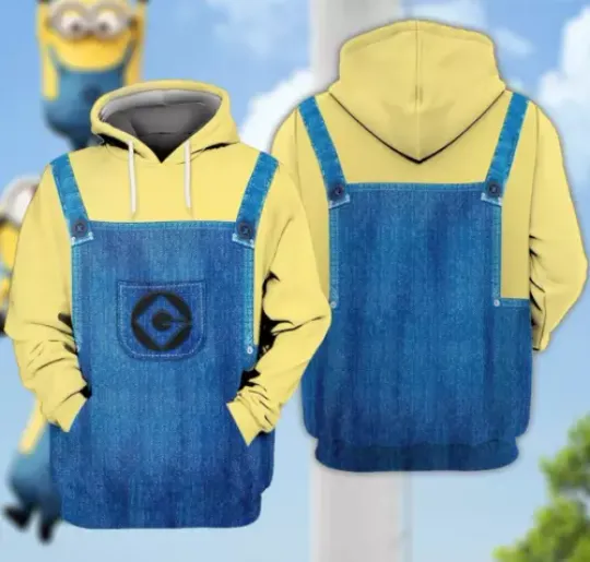 Discover Halloween Cosplay 3D Hoodie, Yellow And Blue Minion Cosplay Halloween Hoodie