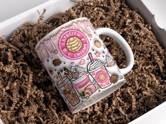 Discover 3D Cafecito Y Chisme  Inflated Effect Mugs, 3D Puff Pan Dulce Mug