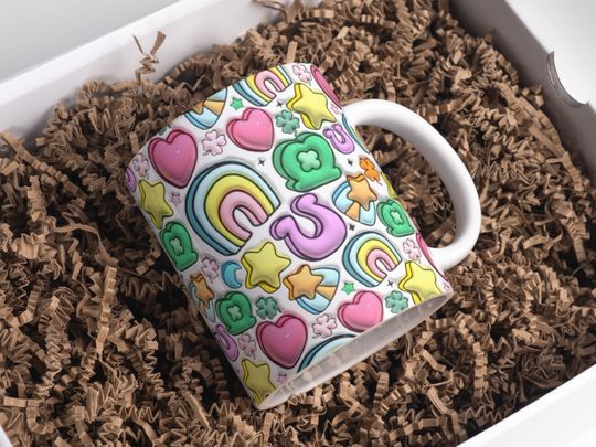 Discover 3D Colorful Lucky Charms Inflated Mug 11oz & 15oz, Puffy Colorful St Patrick's Day Mug