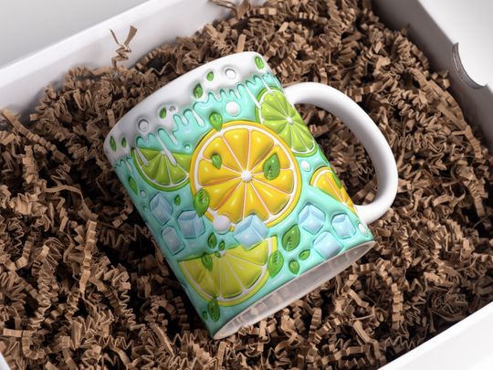 Discover 3D Cocktail Inflated Mug, 3D Puffy Citrus Lemonade Mug