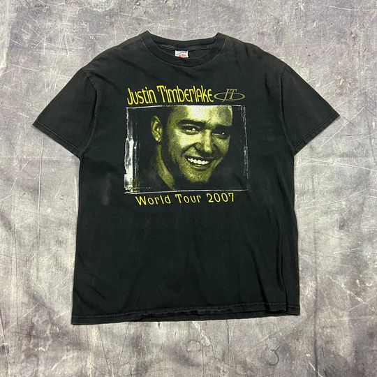 Discover Justin Timberlake Band Shirt Men's Black World Tour Pop Music Graphic T-Shirt
