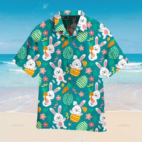 Discover Bunny Easter Day Hawaiian Shirt, Bunny Easter Day Shirt, Summer Beach Gift For Men Youth Dad Boyfriend Lover Best Gift For Party, Beach