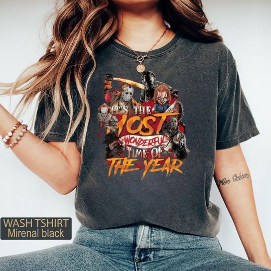 Discover Vintage Horror Movie Shirts, It's The Most Wonderful Time Of The Year Halloween Shirts