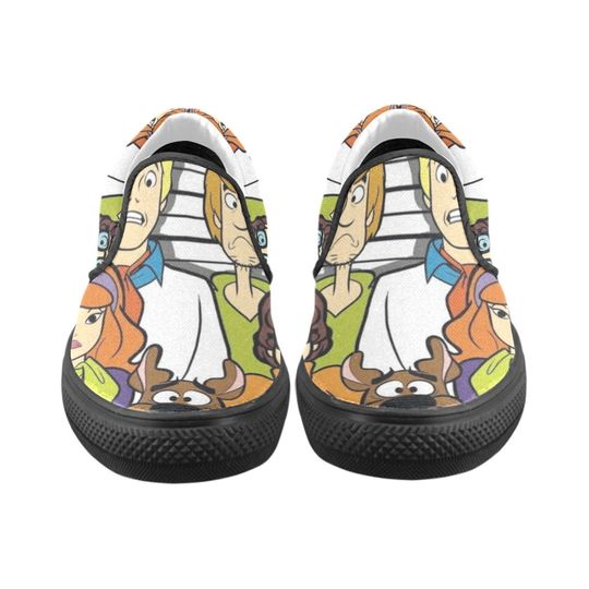 Discover Unisex Scooby Dooby Doo Gang Sneak Peak Selfie Cartoon Custom Slip Ons