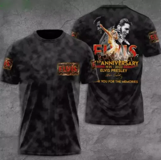 Discover Elvis Presley 3D Tshirt Thank You Grey