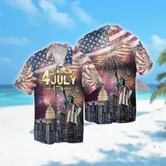 Discover 4th Of July Hawaiian Shirt, Independence Day Button Up Shirt . Hawai Shirt 2024