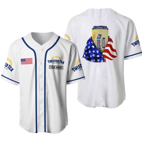 Discover Personalized White USA Flag Twisted Tea Jersey
