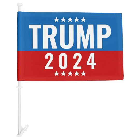 Discover Trump 2024 Red and Blue Stars Car Flag