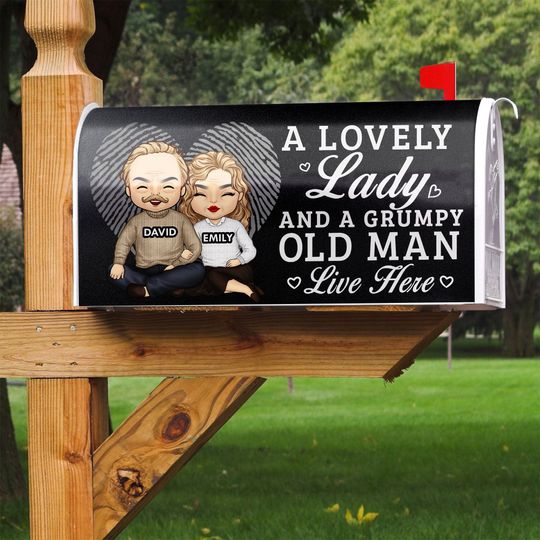 Discover A Lovely Lady And A Grumpy Old Man Live Here - Personalized Magnetic Mailbox Cover