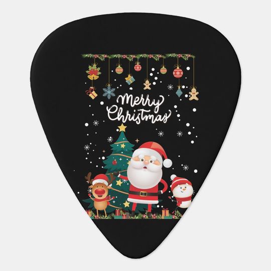 Discover Funny Santa, Snowman, Reindeer Merry Christmas Guitar Pick