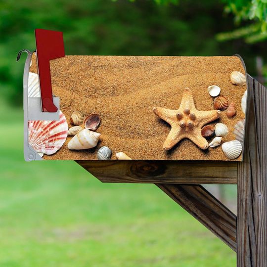 Discover Beach Seashells and Starfish Summer Mailbox Cover