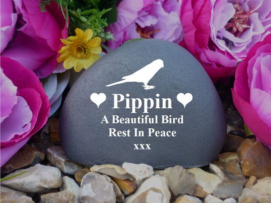 Discover Bird Memorial - Personalized Pebble (Stone Effect) - Weatherproof - Freestanding
