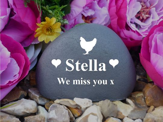 Discover Pet Memorial - Small Pebble (Stone Effect) - Weatherproof - Personalized - Chicken