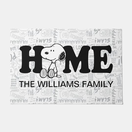 Discover Customize Snoopy on Black White Comics Doormat