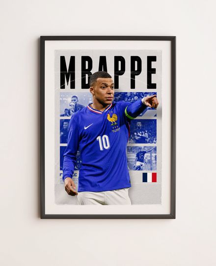 Discover Kylian Mbappe France Euro 2024, Gift For Boy, Soccer Print.