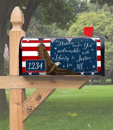 Discover Mailbox Cover, One Nation Magnetic Mailbox Cover, Thick Magnetic Material, July 4th