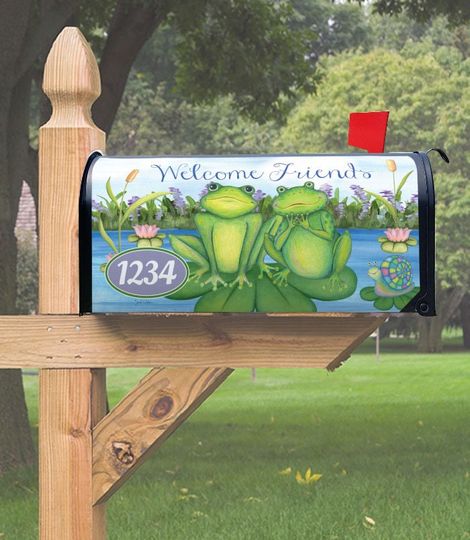 Discover Welcome Friends Frog & Snail Magnetic Mailbox Cover, Magnetic Material, Spring, Summer